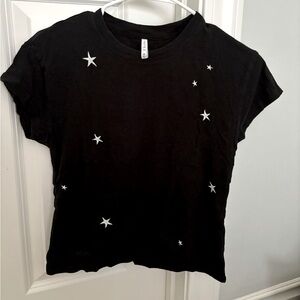 Zsupply Classic Black Tee With White Stars in Size XS